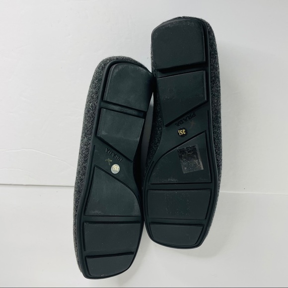 New Prada Loafers Wool Flats Gray Shoes US 5.5 - Picture 4 of 10
